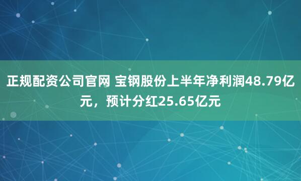 正规配资公司官网 宝钢股份上半年净利润48.79亿元，预计分红25.65亿元