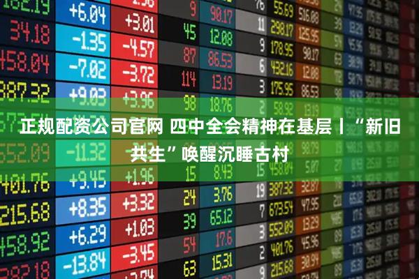 正规配资公司官网 四中全会精神在基层丨“新旧共生”唤醒沉睡古村