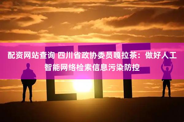 配资网站查询 四川省政协委员嘎拉茶：做好人工智能网络检索信息污染防控