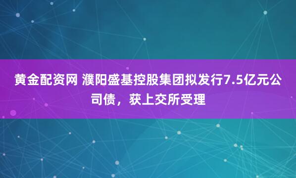 黄金配资网 濮阳盛基控股集团拟发行7.5亿元公司债，获上交所受理